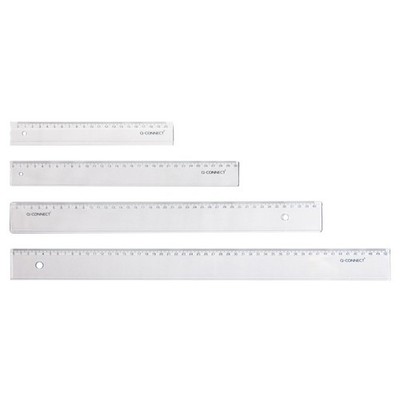 Q-CONNECT Lineal transparenter Kunststoff 20 cm, 30 cm, 40 cm wählbar