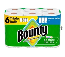 Bounty Paper Towels Select-A-Size White, 6 Triple Rolls, 123 Sheets Per Roll