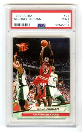 MICHAEL JORDAN~CHICAGO BULLS~1992 FLEER ULTRA PSA-9 MINT NBA CARD #27 (NEW CASE)