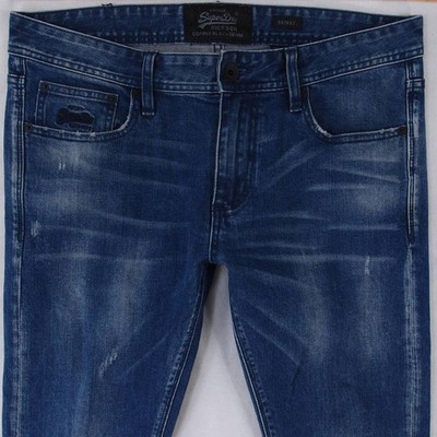 Herrens SuperDry SKINNY Slim Elasthan Blau Jeans W34 L32