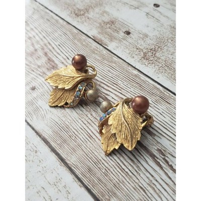 Vintage Clip On Earrings - Large Statement Leaves Stunning