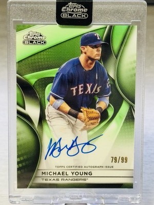   MICHAEL YOUNG 2025 Topps Chrome Black Green Refractor Auto /99 #RANGERS!  