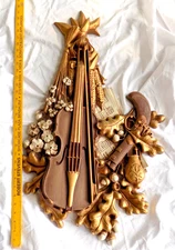 HUGE Gold MCM Vintage Dart Industries Syroco 1973 Musical Decorative Wall Art