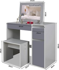 Dressing Table With Mirror and Stool, Flip Up Mirror White Vanity Makeup Table,