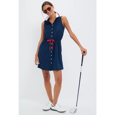 Tuckernuck Alcott Golf Dress Large Navy Sleeveless Mini Sport Performance Jersey
