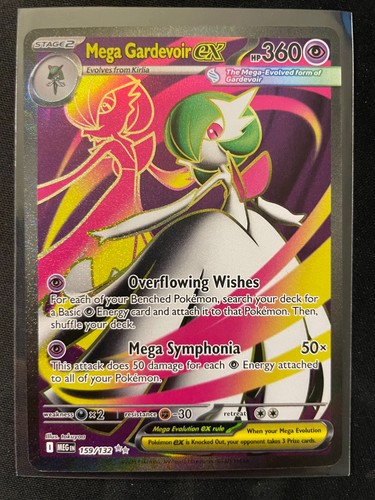 Tarjeta Pokémon Mega Gardevoir EX 159/132 Arte Completo Ultra Rara Mega Evolución Holo