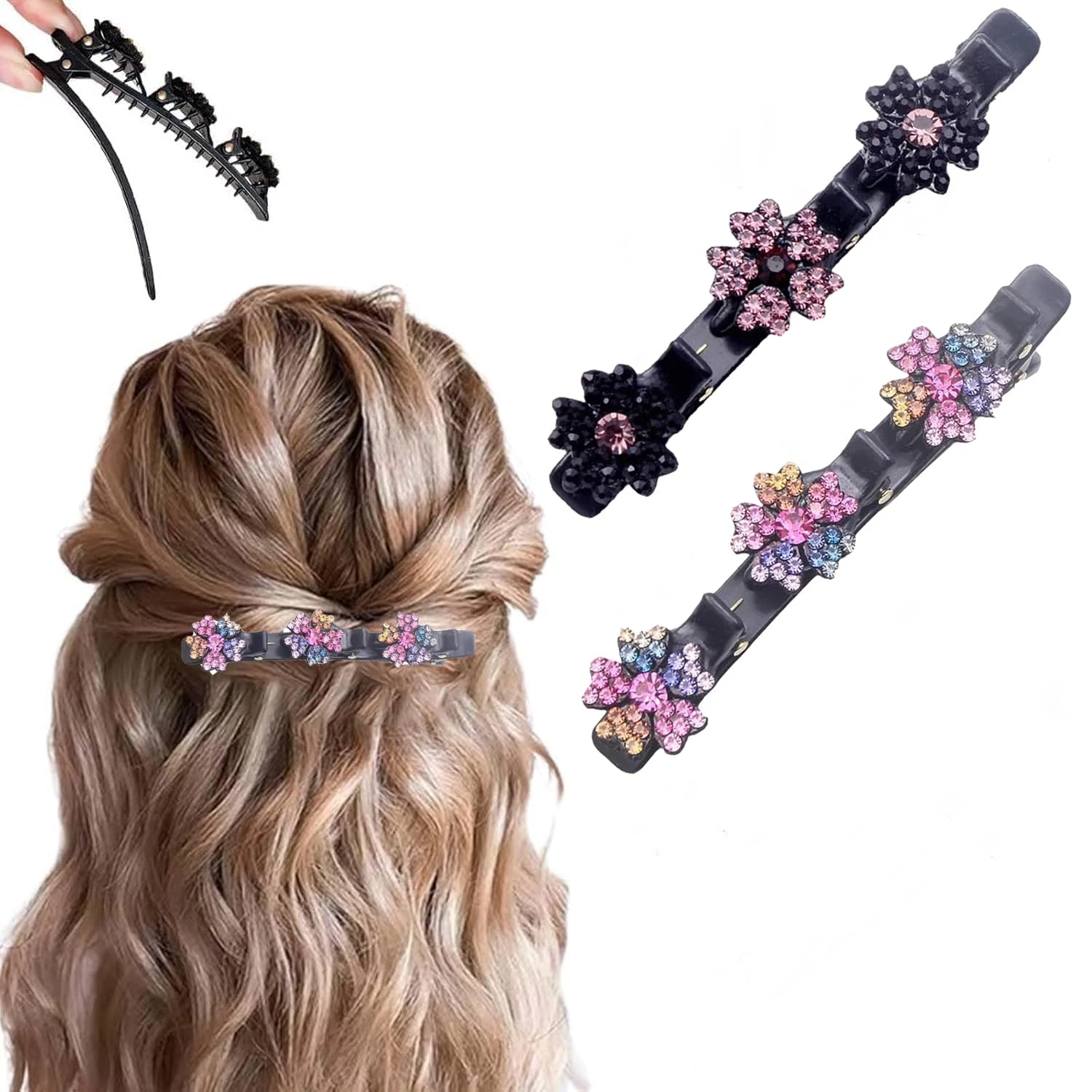 Crystal Stone Braided Hair Clip