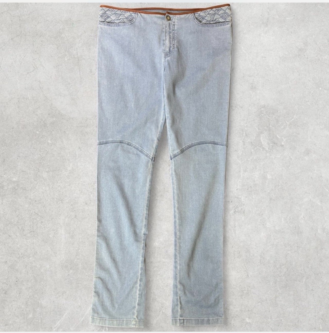 Louis Vuitton Blue Denim Jeans with Leather Trim 👖 | Y2K Designer Denim