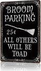 Vintage Metal Halloween Wall Art Sign Broomstick Parking 8X12inch