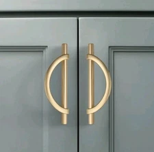 Amerdeco 10 Pack Brushed Gold Cabinet Pulls 5 Inch(128MM) Hole Centers NEW OB 39