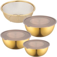 Anmrept Gold Mixing Bowls with Airtight Lids 304 Stainless Steel Multi,