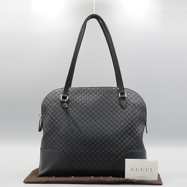 Gucci 449243 black microsima leather tote bag