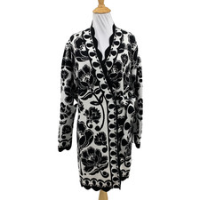 FARM Rio Dress Womens M Medium Arabesque Flora Knit Wrap Scalloped Self Tie