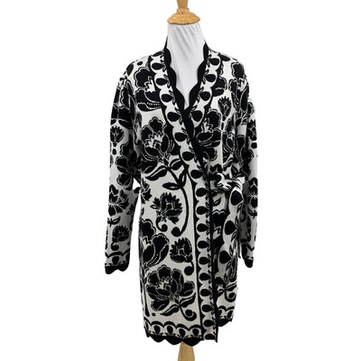 FARM Rio Dress Womens M Medium Arabesque Flora Knit Wrap Scalloped Self Tie