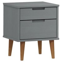 Nachttisch Molde Grau 40X35X48 Cm Massivholz Kiefer