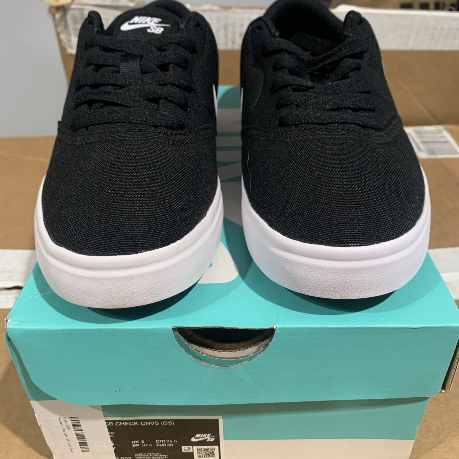 Nike SB Check Canvas (GS) Black/White Boy's Skate Shoes-6.5Y NIB 905373-003