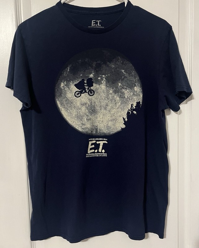 E.T. The Extra-Terrestrial Movie Graphic T-shirt Men M Navy Blue Short Sleeve