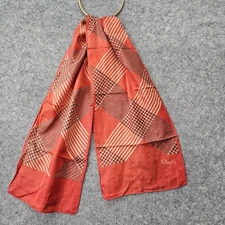 Vintage Paoli Scarf Womens Red Twill Silk Long Plaid Stripe 70s Academia 9x46