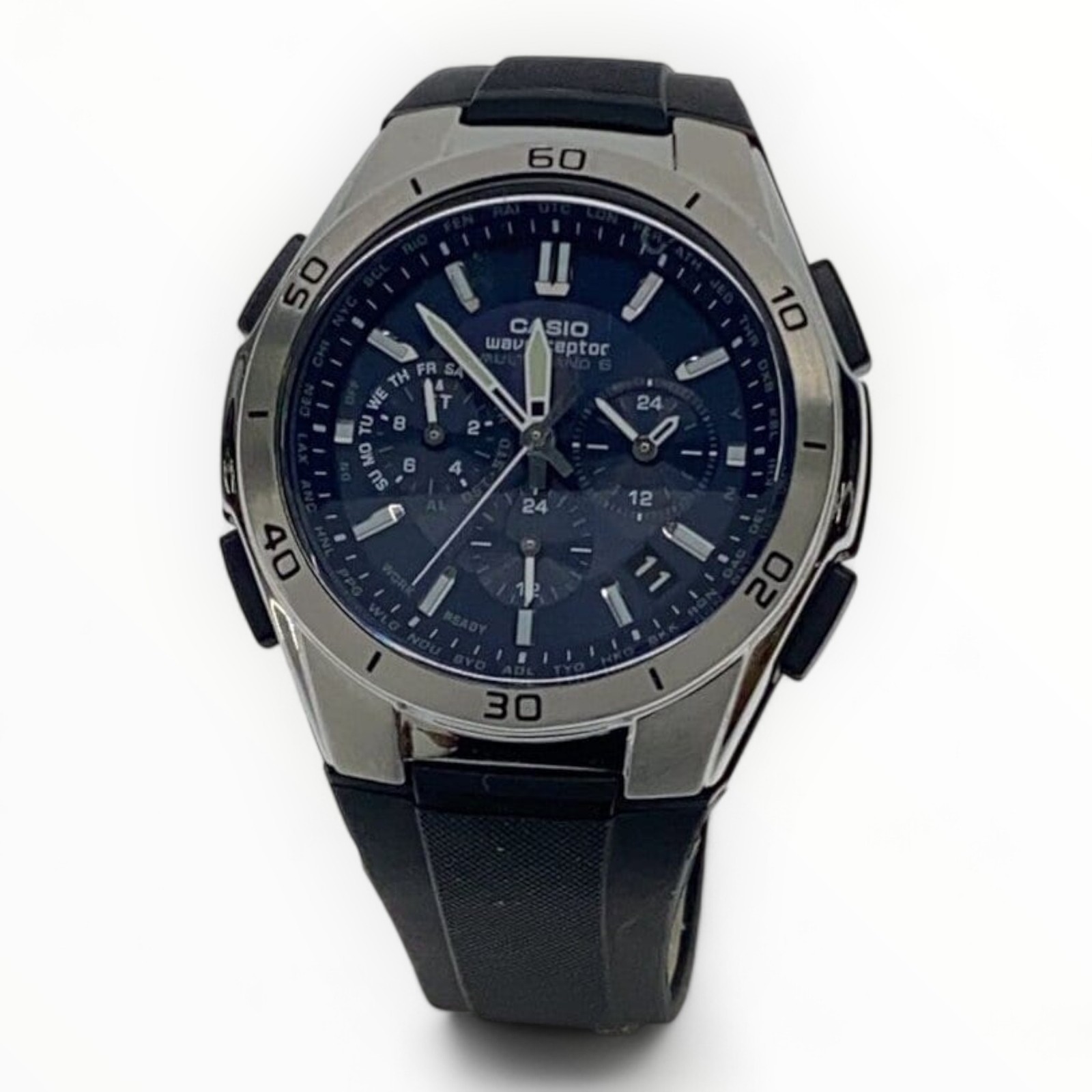 CASIO WAVECEPTOR Solar Men's Navy Watch 1.89