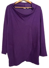 Chicos Zenergy WRAP Blouse Women's 2 Large Purple Thermal Knit Top Stretch
