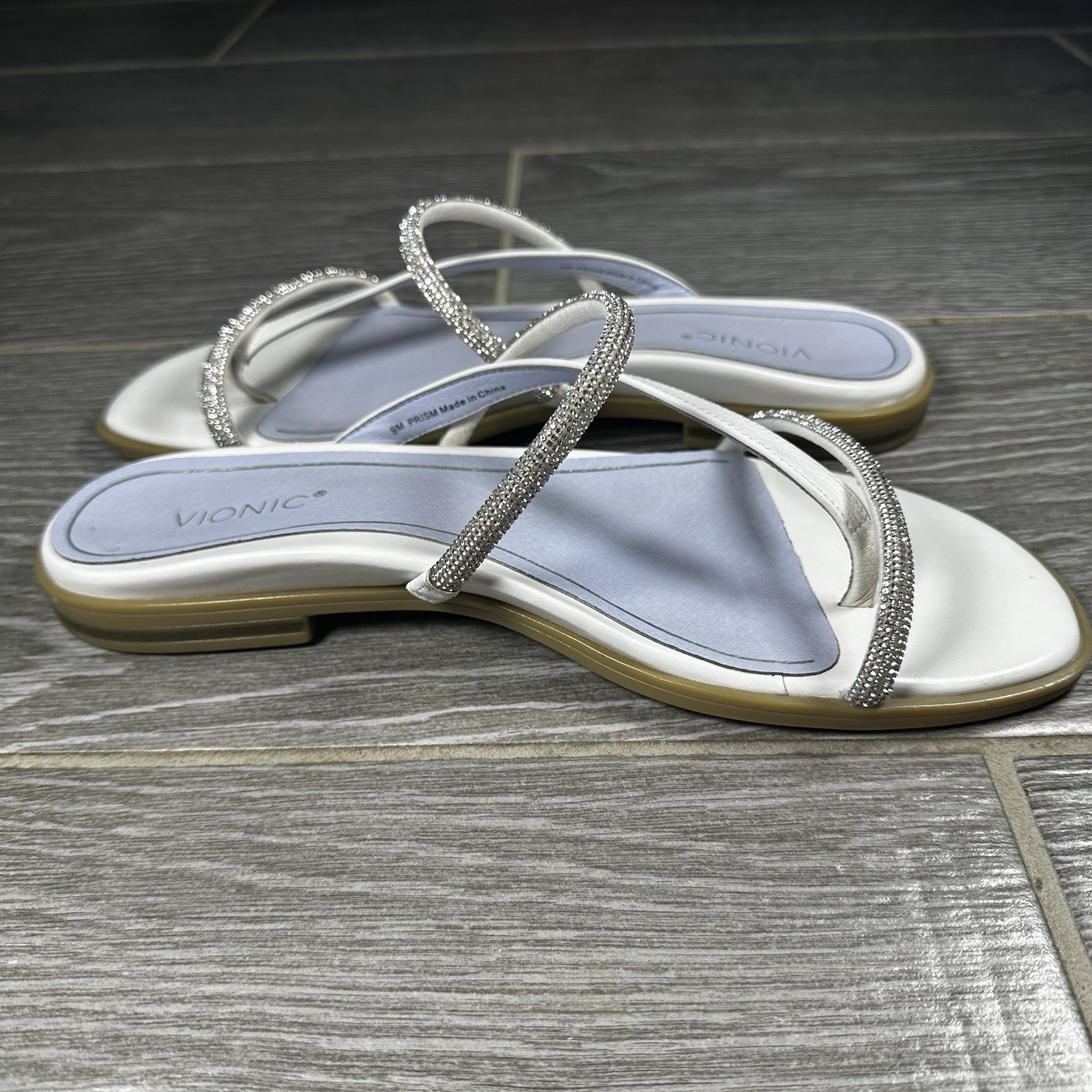 Vionic Prism Straps Slide Sandals White Leather S… - image 5