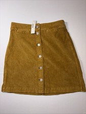 J.Crew Skirt Womens Sz 25 Corduroy Button Front Mini Mustard Yellow NWT