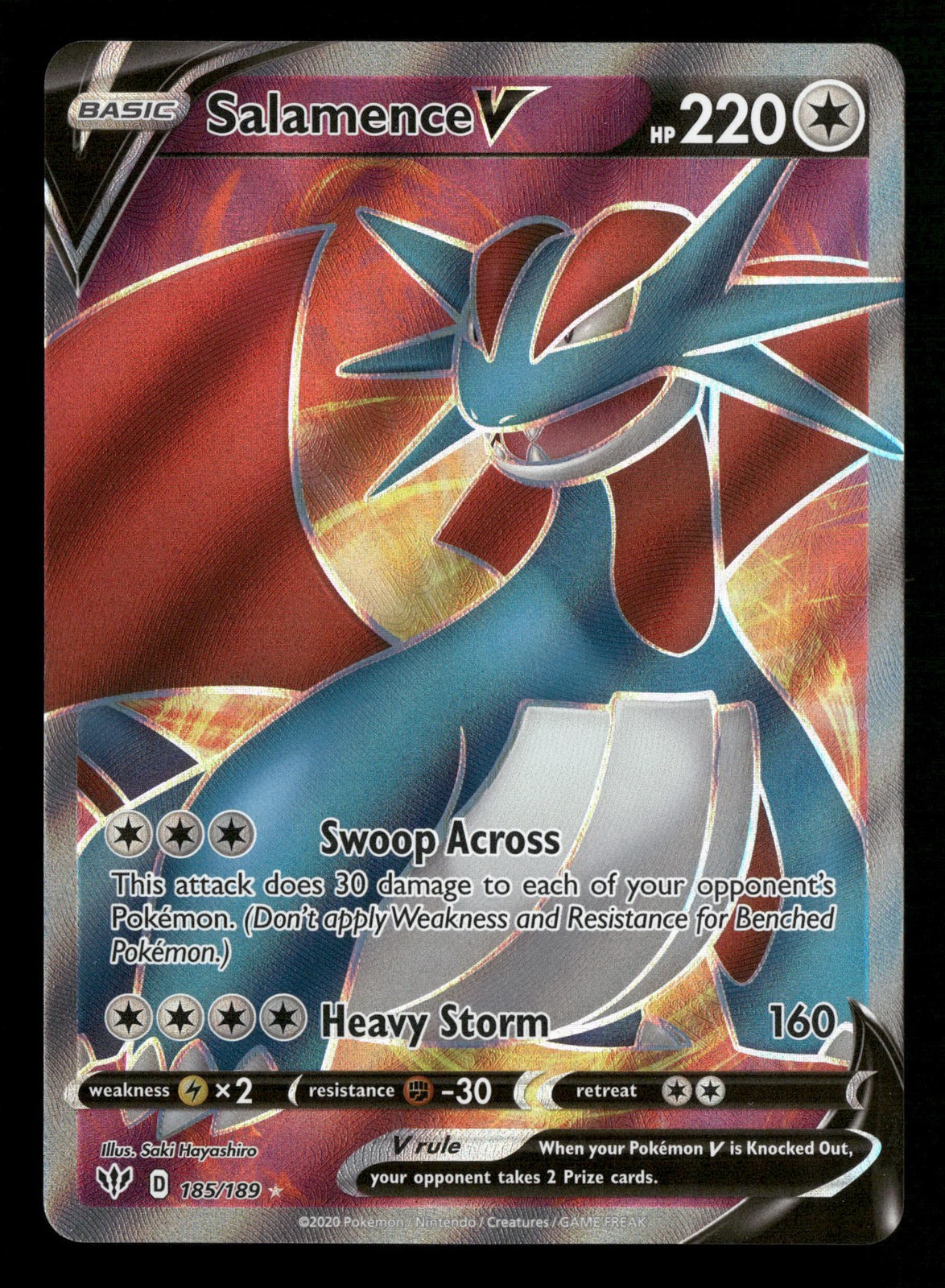 Salamence V (Full Art) 185/189 SWSH03: Darkness Ablaze Pokemon TCG