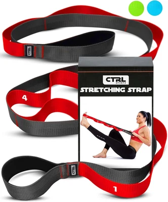 CTRL SPORTS Stretching Strap with Loops - Non Elastic Stretch Band for Physical Therapy, Yog