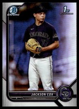 2022 BOWMAN DRAFT CHROME REFRACTOR JACKSON COX RC COLORADO ROCKIES #BDC-174 1ST