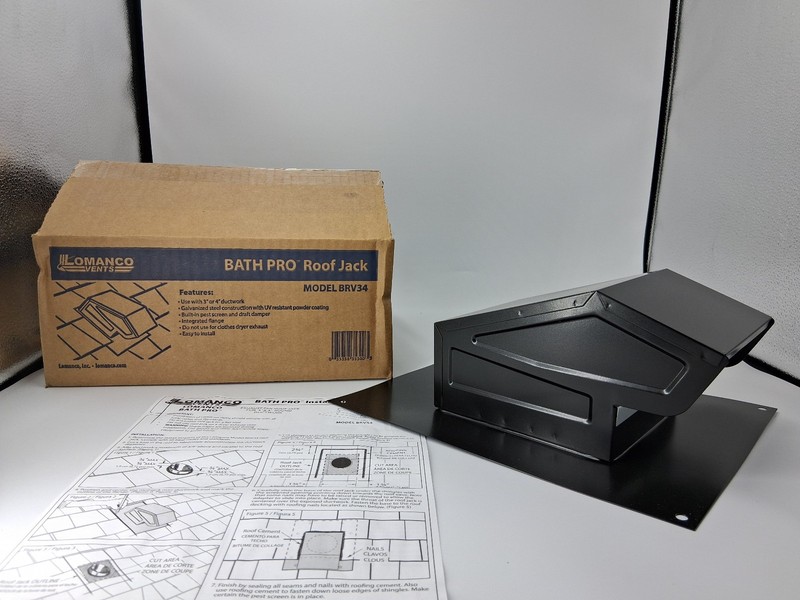 TopShield  Lomanco BATH PRO Roof Jack BRV34 BLACK ~ New in BOX