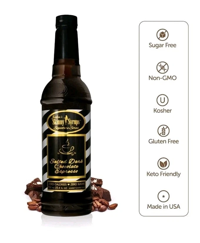 LOTE de 3: Jordan's Skinny mezclas jarabe sin azúcar salado chocolate oscuro espresso Foto 3 de 4