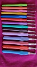 Crochet Hooks Set - Steel Pastel 14 Pcs Ergonomic Easy Grip Bright
