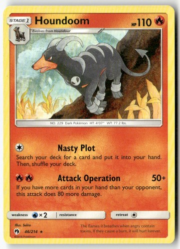 Houndoom 46/214 Rare Lost Thunder Pokemon LP