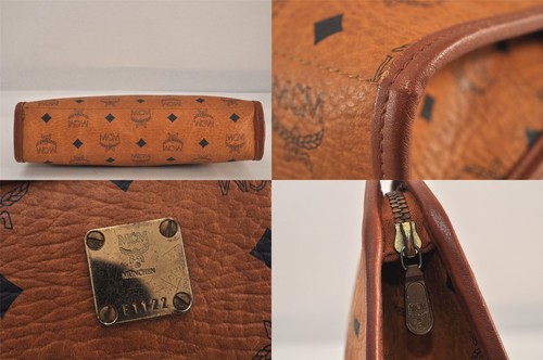 Authentic MCM Vintage Visetos Leather Clutch Hand Bag Purse Brown 0046N - Picture 7 of 10