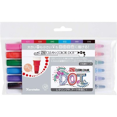 Kuretake ZIG Clean Color Dot Dual Tip Markers 6 Colors Set TC-6100/6V