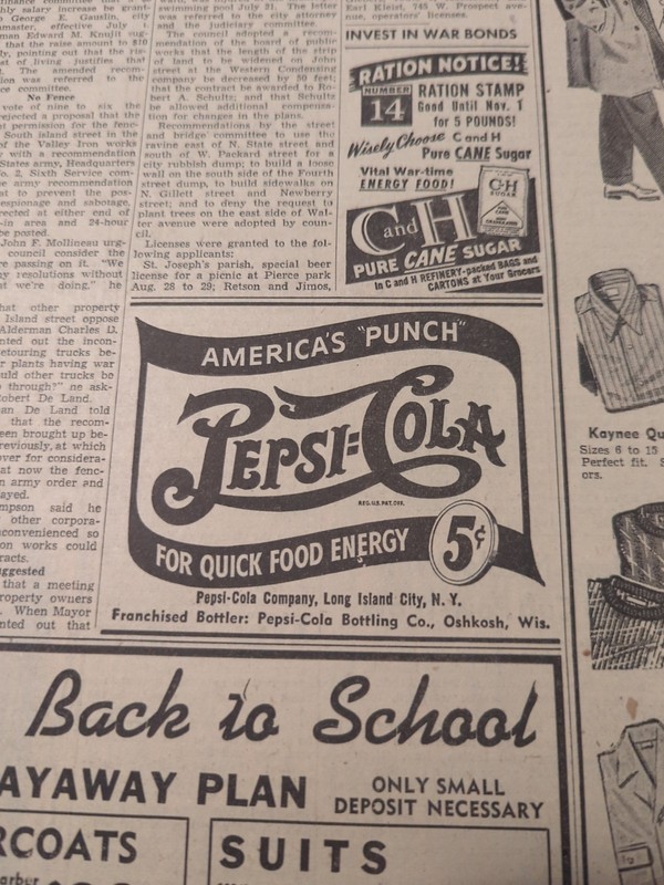1953-1945 NEWSPAPER #2160- PEPSI COLA- AMERICA'S PUNCH- 12 PAGES