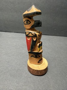 Miniature Vintage Totem Poll Small 4”Souvenir Made In India #24