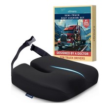 Elmara Semi-truck Seat Cushion Memory Foam Ergonomic Doctor Designed Black