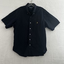 Ralph Lauren Shirt Men s Large Navy Classic Fit Short Sleeve Button Down/Up Pony