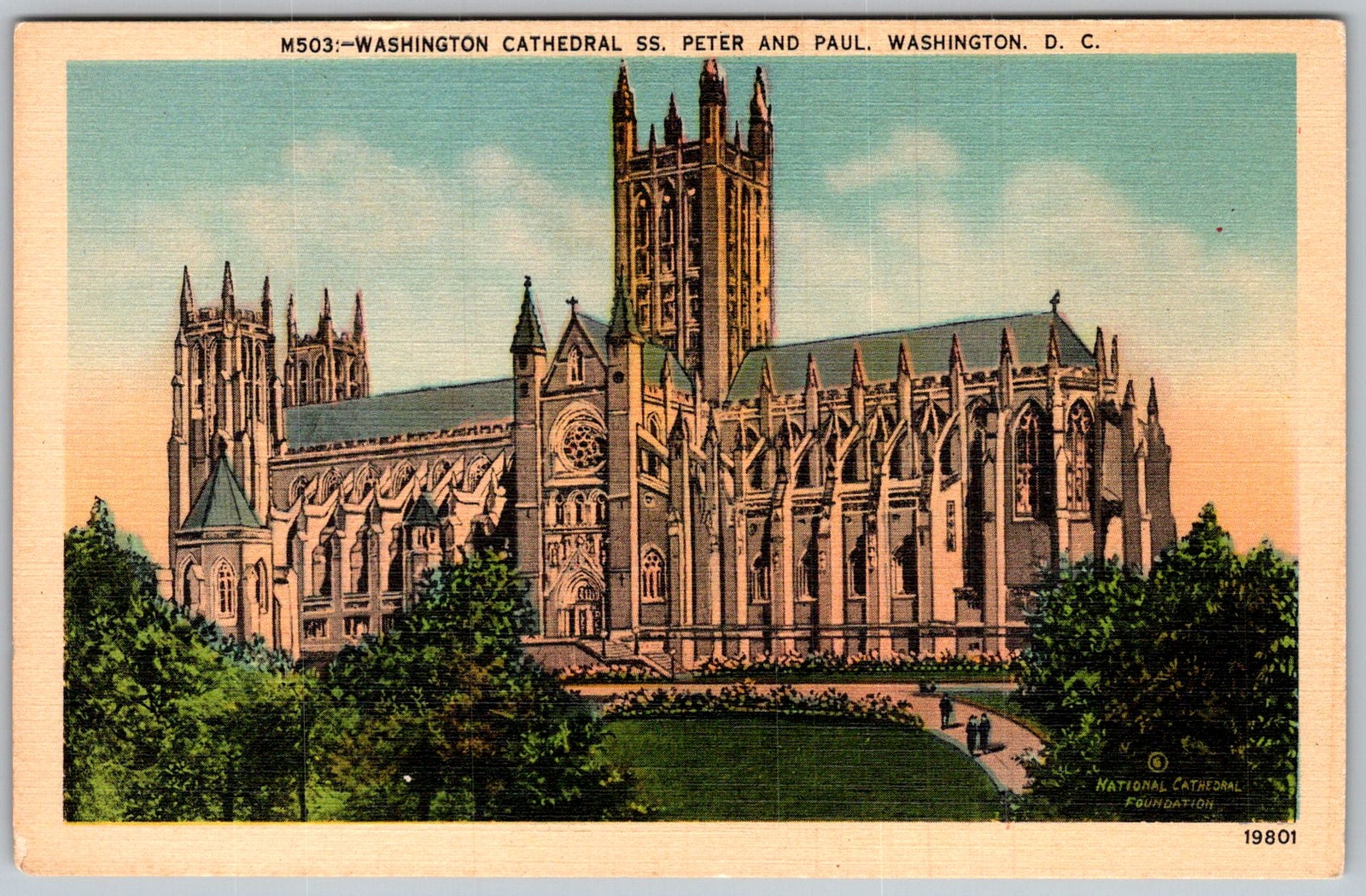 Vtg Linen Postcard Cathedral Ss Peter & Washington, D.C 1950s