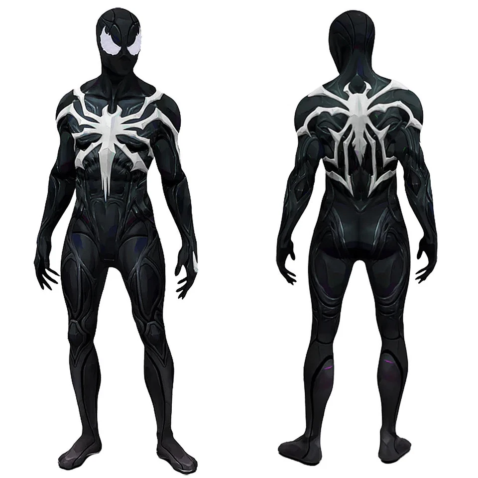 New Venom Spider-Man Zentai Jumpsuit Spiderman Cosplay Costume Halloween Props - Image 2 of 4