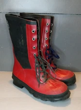 Vintage B.F. Goodrich Boots Hunting Lace Up Red and Black Mens