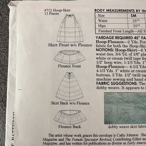 Past Patterns 712 Sz S-XXL Apron Front Hoop Skirt with Flounce - Picture 6 of 8