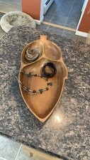 Mid-Century Large Wooden Leaf Tray