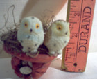 2 Mini Owls in handcrafted flower pot w/light and tiny eggs — photo 3