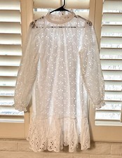 J.Crew Eyelet Ruffle Scalloped White Dress Tie Size Medium