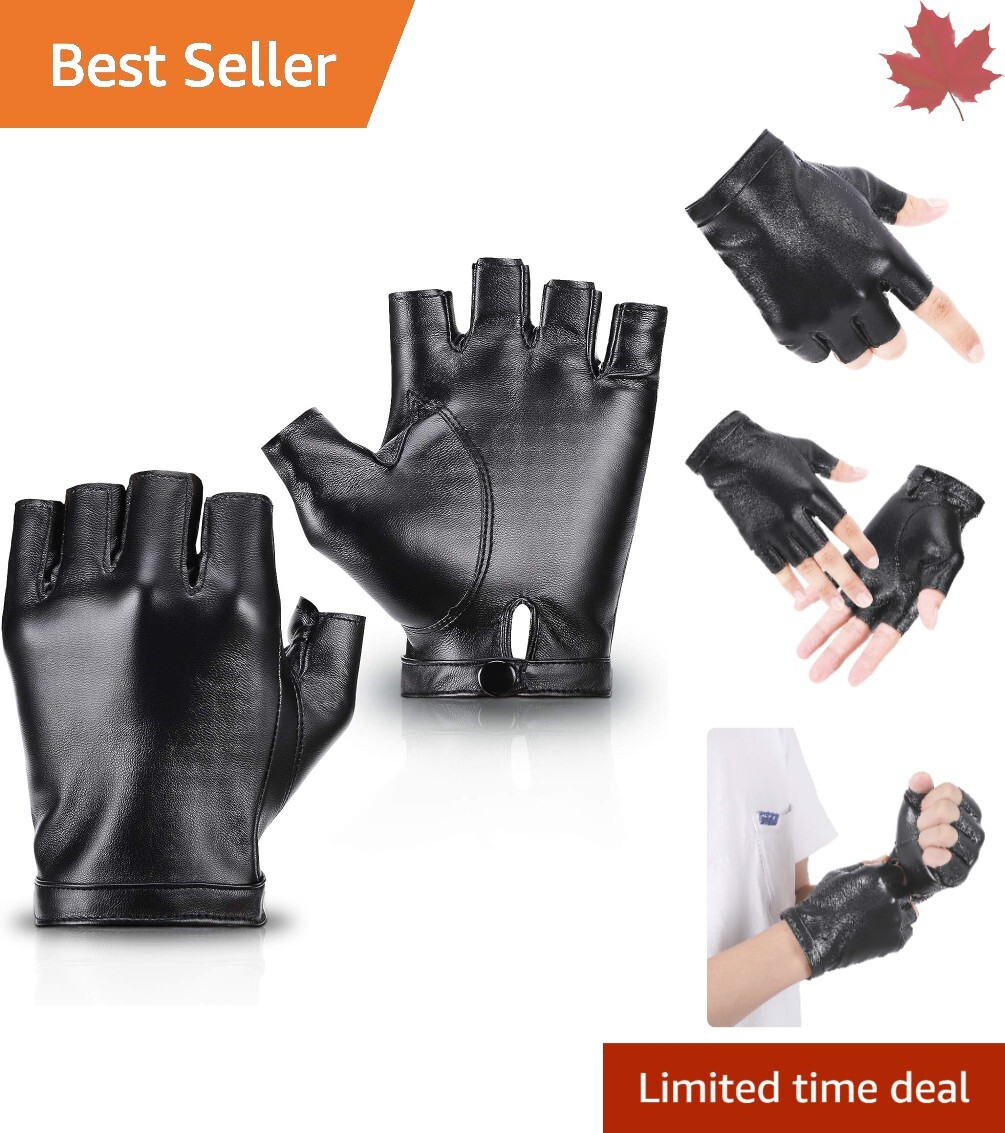 Fingerless PU Leather Gloves: Outdoor Sport Half Finger Glove for