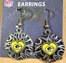NFL Green Bay Packers Team Earrings, NEW Hearts - 92119