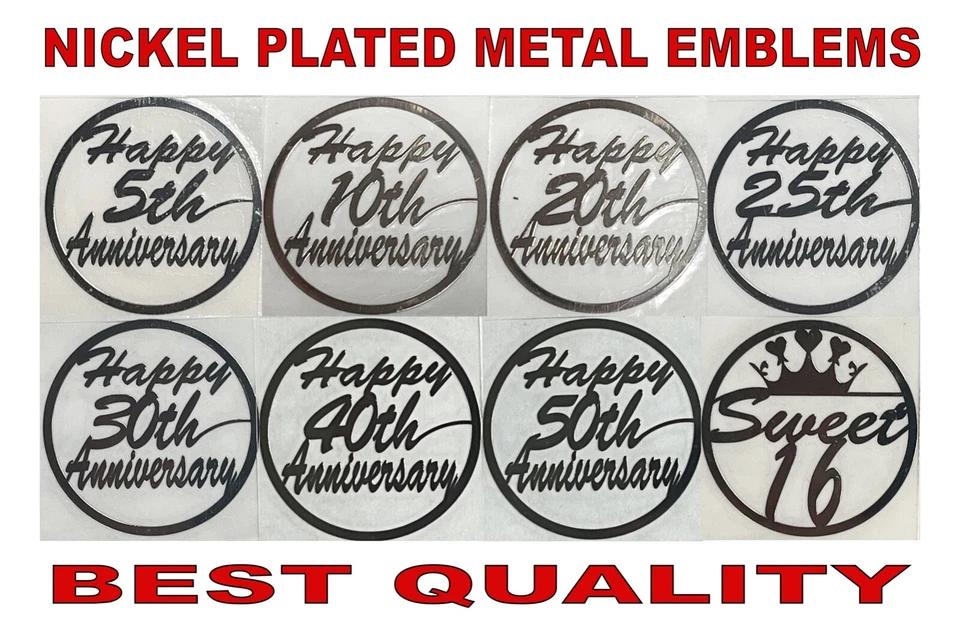 10 etiquetas adesivas emblemas de metal niquelado prata/ouro Quinceañera Sweet 16 - Imagem 4 de 4