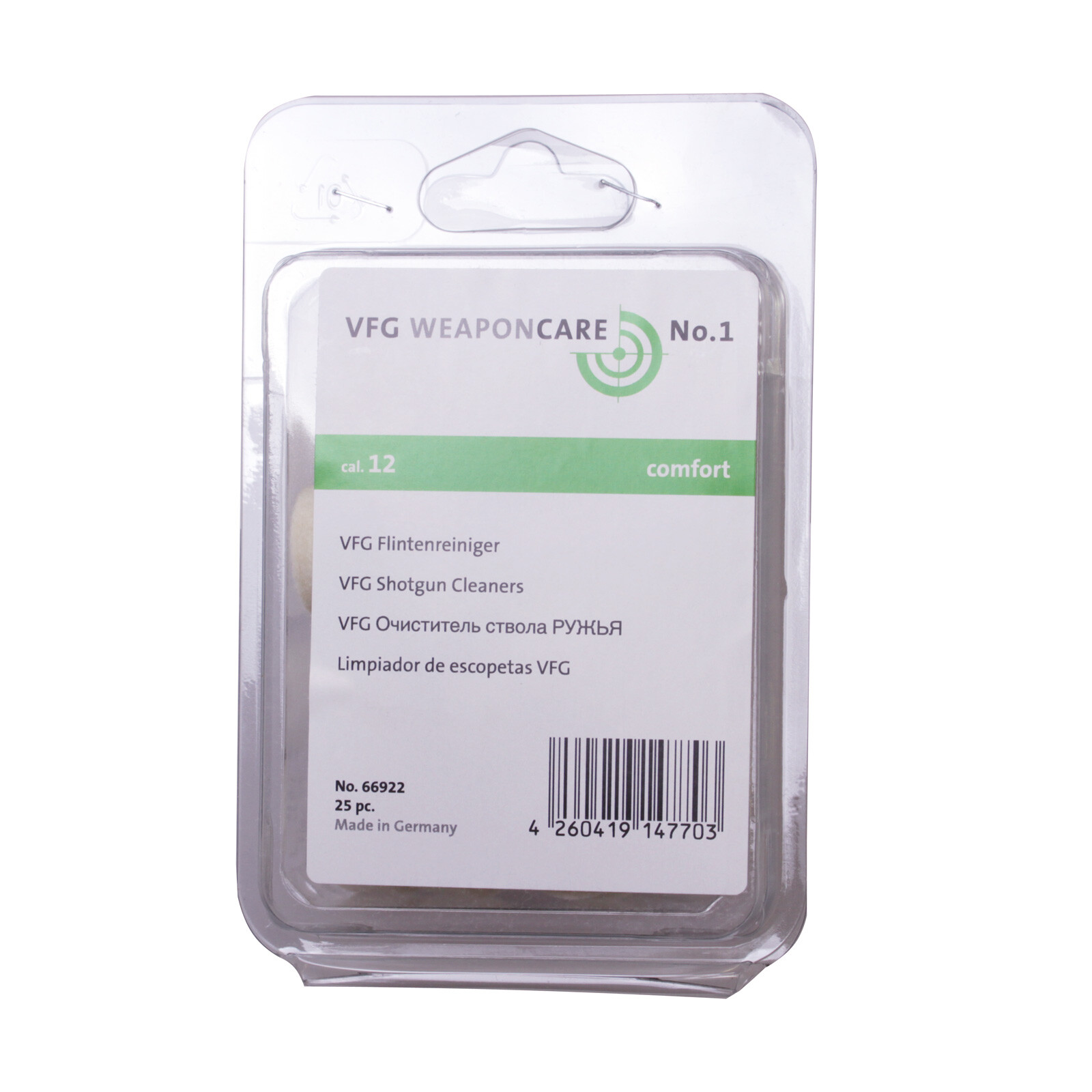 VFG 12g 12 Gauge Shotgun Comfort Barrel Cleaning Felts Cal 12 25 Pack 66922